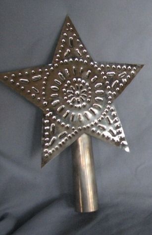 Rustic Handmade Punched Tin Christmas Tree Star Topper | Christmas .