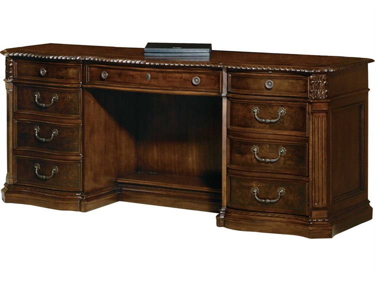 Hekman Office 72 x 24 Executive Credenza Desk in Old World Walnut .