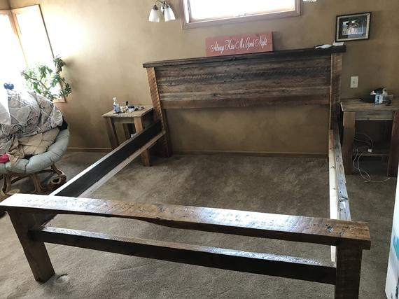 Custom made barn wood bed frame | Et