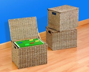 Seagrass Wire File Box With Lid Organizes your documents, files .