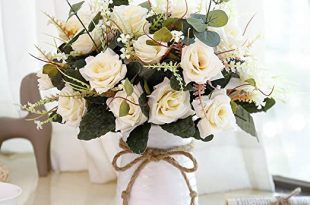 Amazon.com: YILIYAJIA Artificial Flowers in Vase Silk Rose Flower .