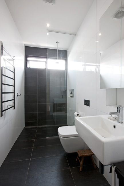 sleek bath | Grey bathroom floor, White bathroom designs, Bathroom .