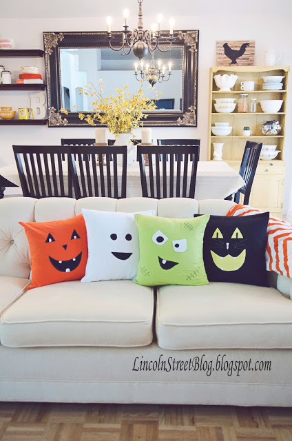 eighteen25: Flannel Halloween Face Pillows | Fun halloween decor .
