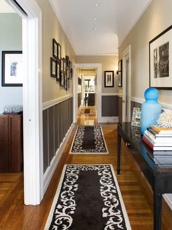 Hallway idea- I like those rugs. We have two very long hallways .