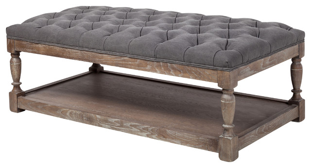 Sophie Rectangle Ottoman, Frost Gray - Farmhouse - Footstools And .