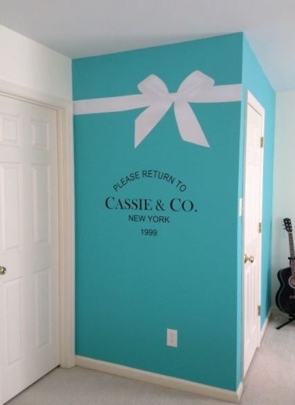 Tiffany Blue inspired bedroom painted wall | Tiffany blue rooms .